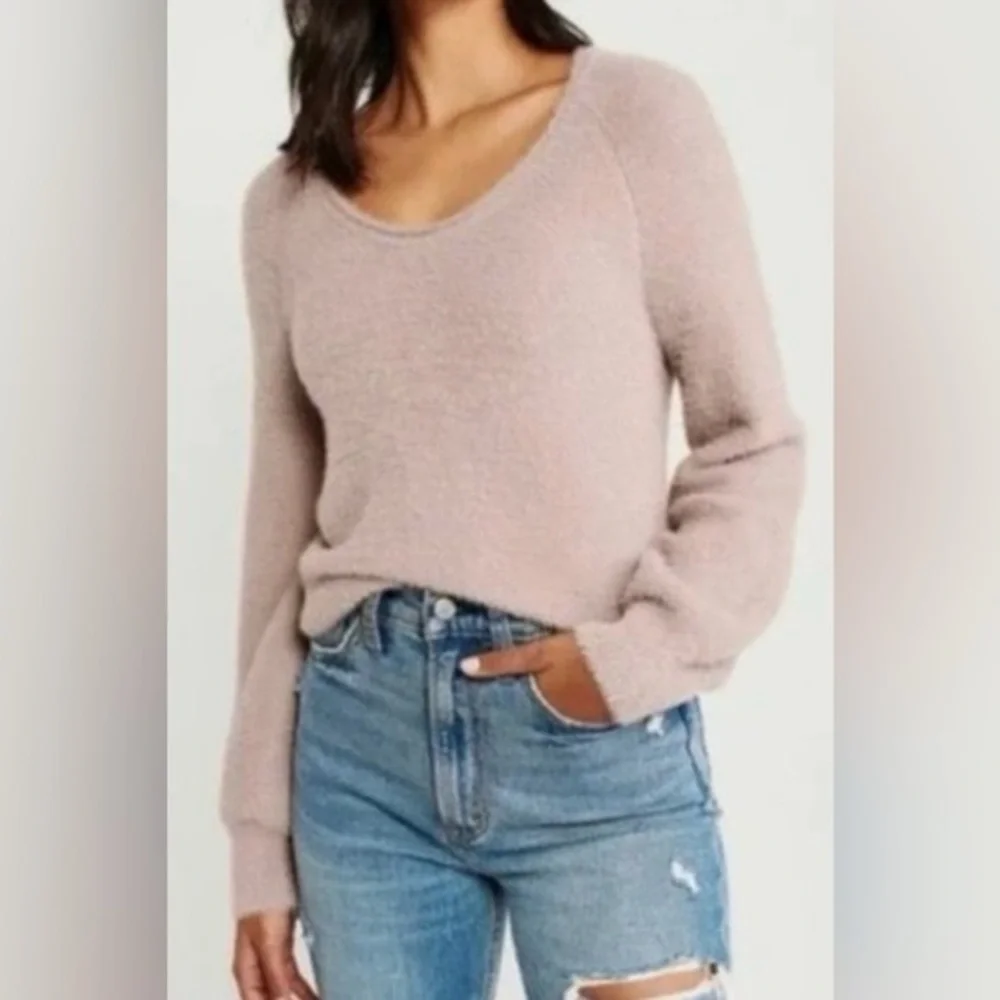 Abercrombie & Fitch Soft Collection Dusty Pink  Balloon Sleeve Cozy Sweater S